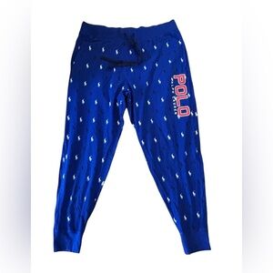 Polo Ralph Lauren Sleep Jogger Pant XL Blue All Over Print Logo Signature Pony